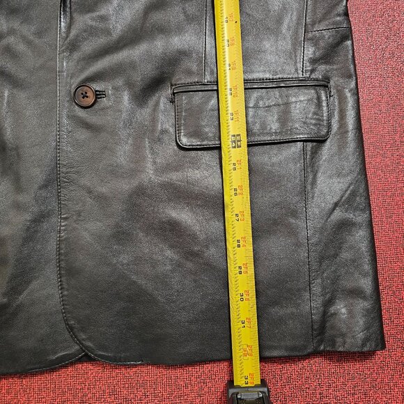 Roundtree & Yorke Black Lambskin Leather Blazer Jacket L Grunge Goth Mob Classic - Picture 9 of 12